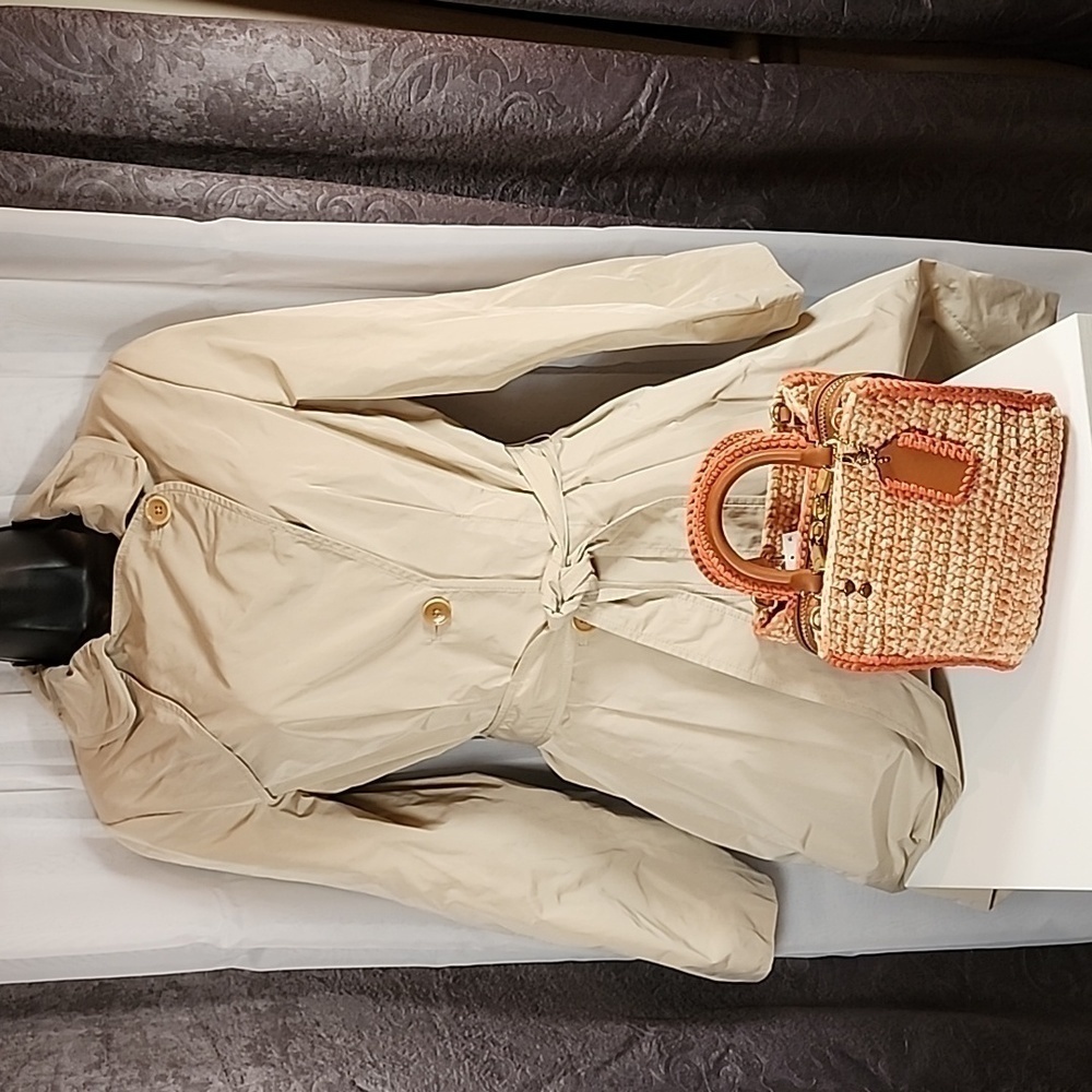 Coach Orange and Cream Woven Straw Tote - Picture 16 of 16